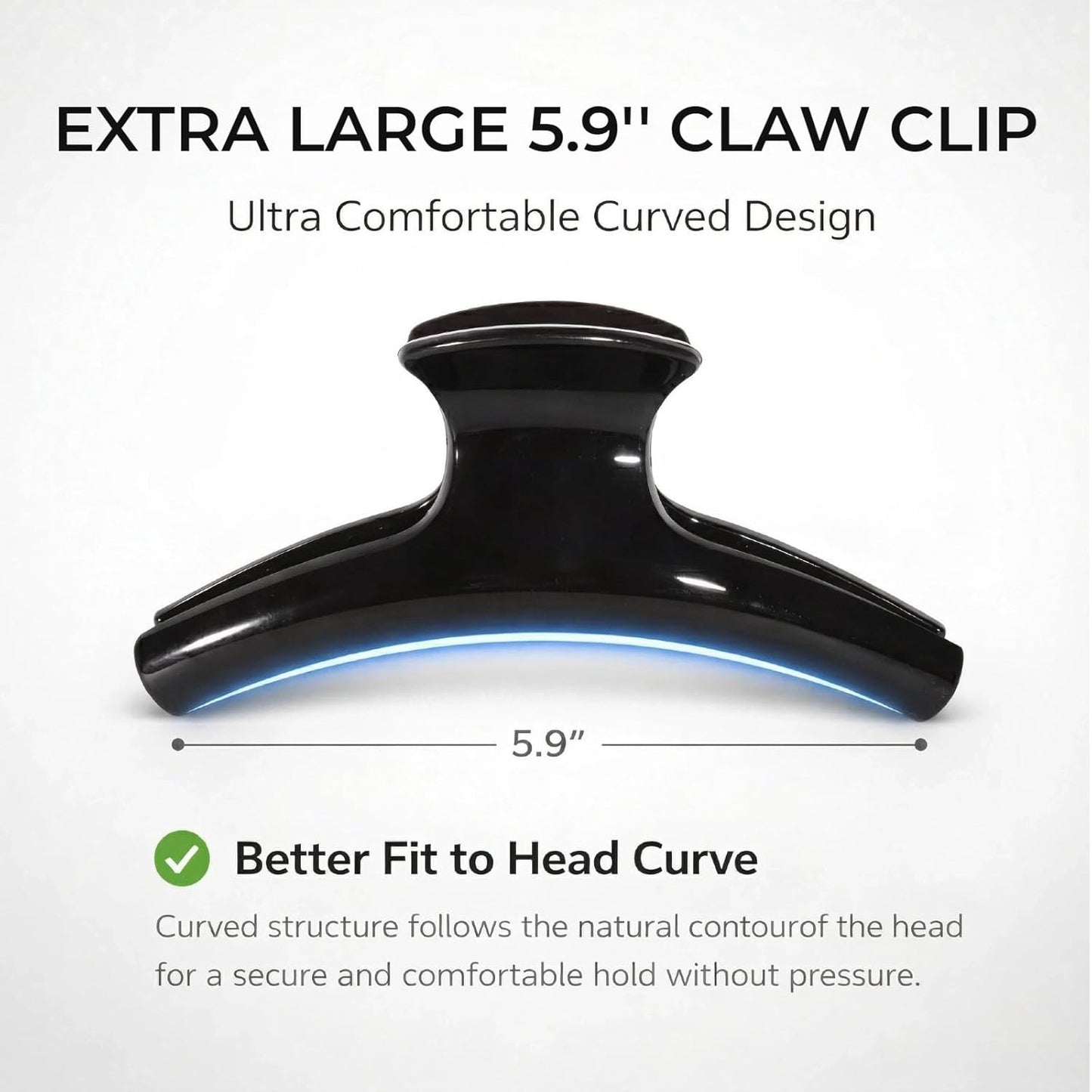 Extra Large Claw Clip - 6 Inch Jumbo Acrylic Hair Clip for Thick, Long Hair | Strong Grip Non-Slip Design - Black