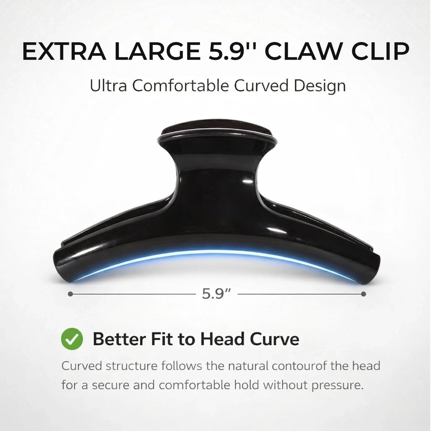 6 Inch Extra Large Claw Clip for Thick and Long Hair, Acrylic Jumbo Hair Clips with Curved Design, Strong Grip Non-Slip Oversized Hair Jaw Clip for Women Girls - Black