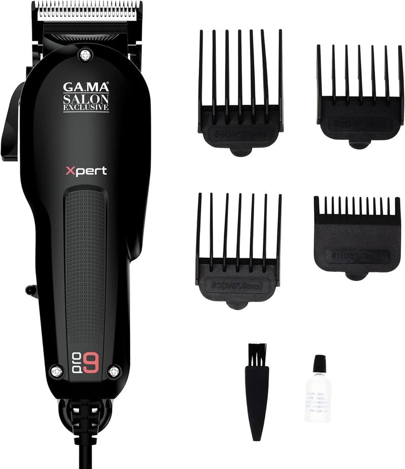 GA.MA Magnetic Clipper Pro 9 Xpert, High-Performance Motor, DLC F-Wedge Blade, Adjustable Taper Lever, 4 Combs