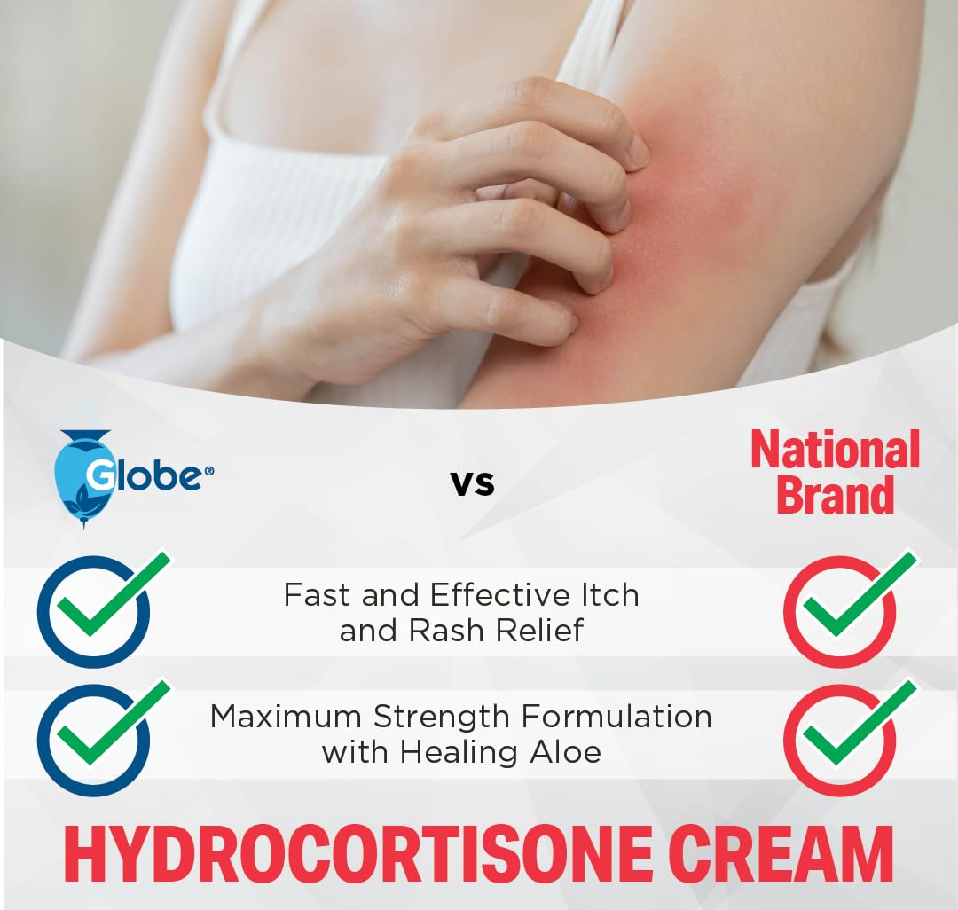 Globe (Box 144 Hydrocortisone 1% Maximum Strength Cream, (0.9g Single Packet) Anti-Itch Cream for Redness, Swelling, Itching, Rash, Bug/Mosquito Bites, Eczema, Hemorrhoids & More