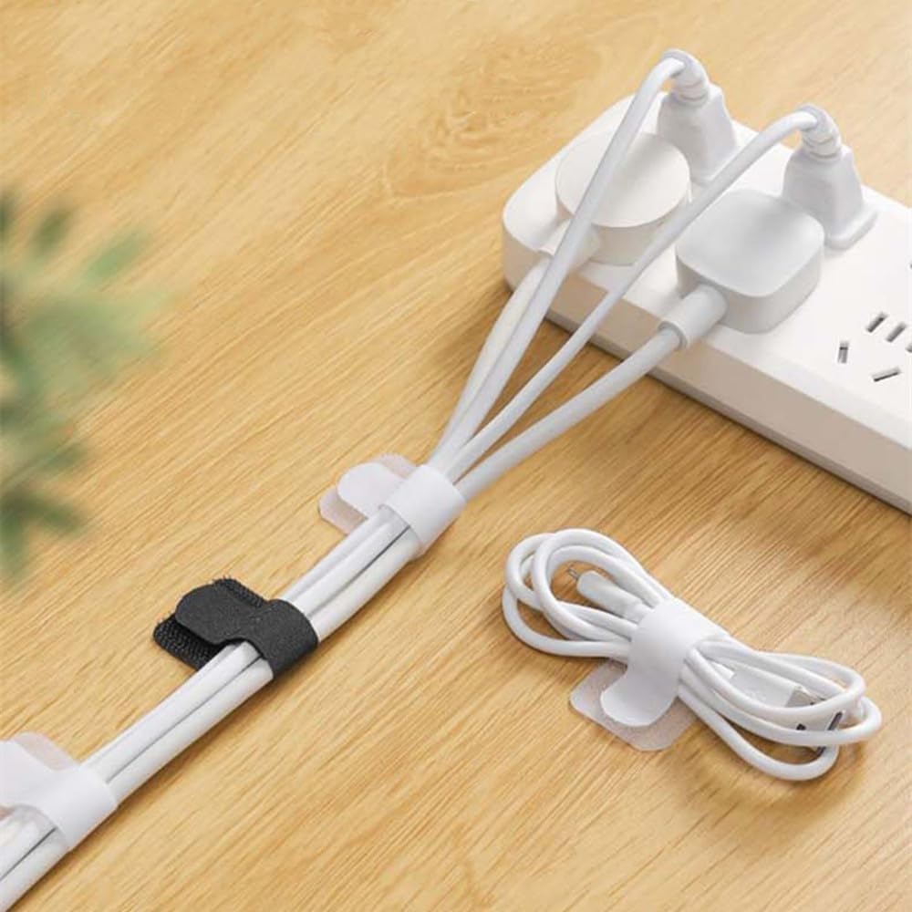 50PCS Home Office Cable Management Clips for Desk and Wall Organization, Reusable Nylon Wire Organizer Clips for Kitchen School Workspace Cord Management,Black