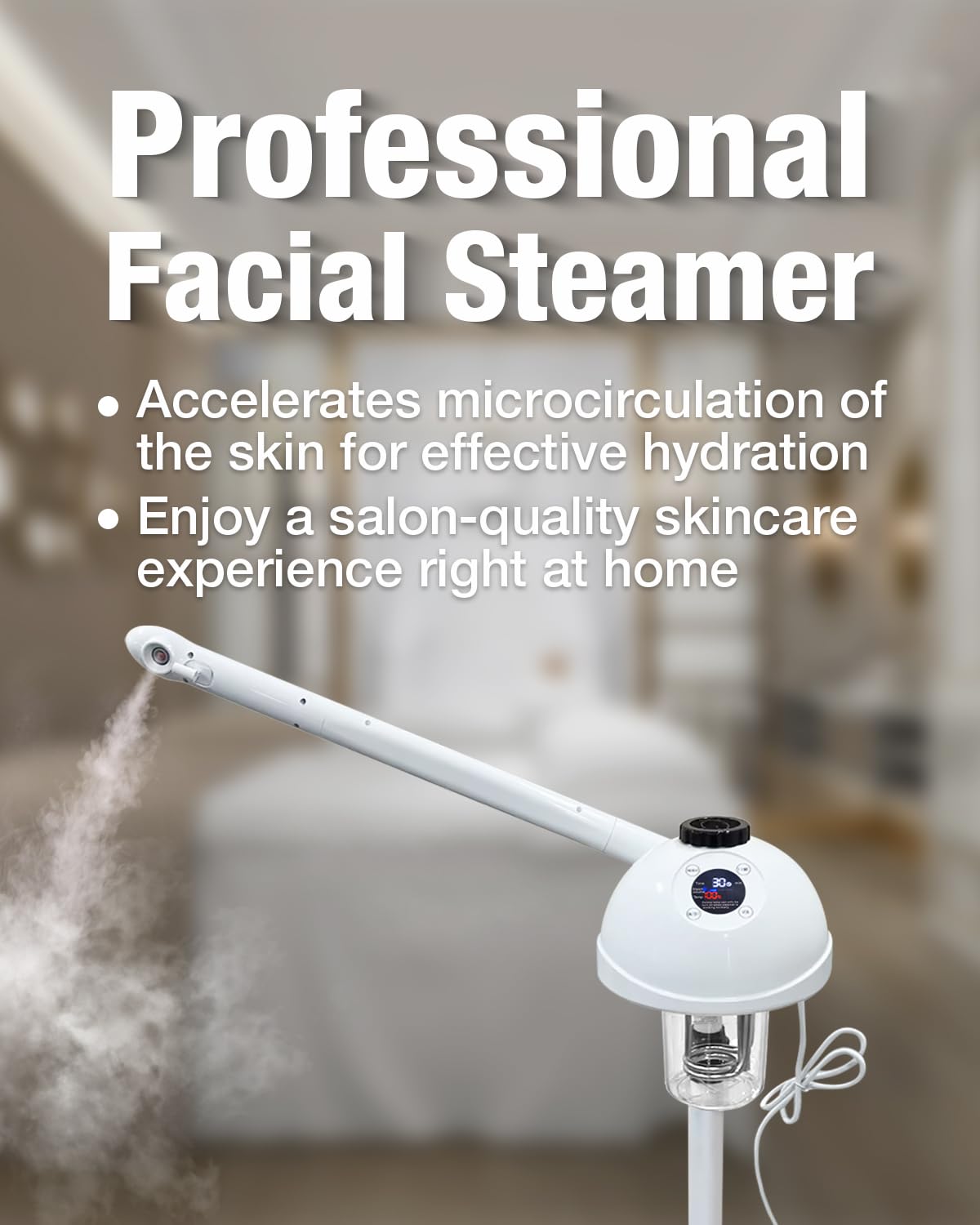 Professional Facial Steamer with Hot Ozone Function—Ideal for Estheticians and Beauty Professionals, for Use at Home or in the Salon