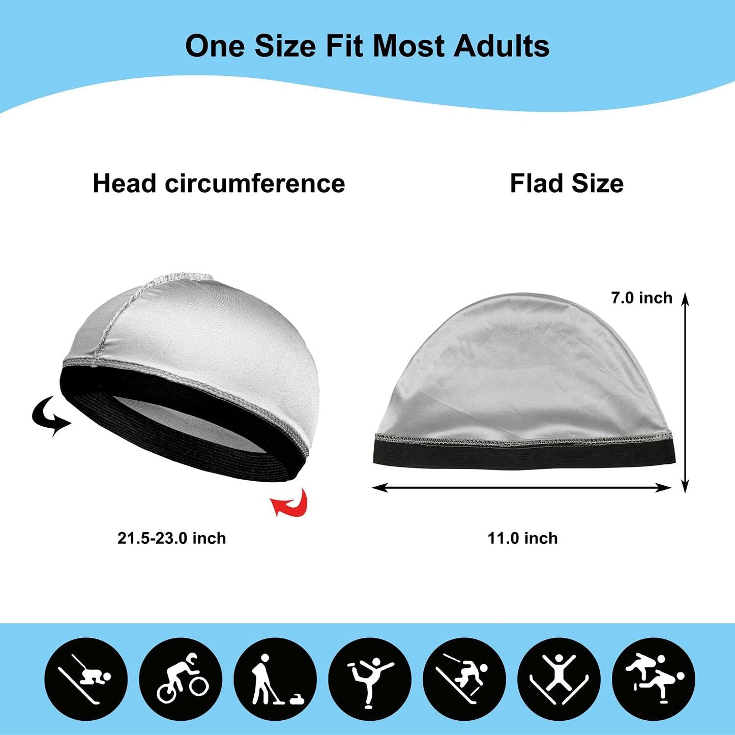Silk Wave Caps for 360 Waves - 4Pcs Silky Durags for Men | 2 Blue & 2 Black
