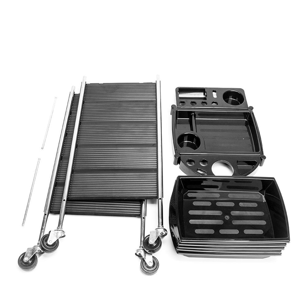 Salon Trolley Cart for Salon Station,Hair Salon Beauty Storage Car,5-Tiers Removable Hairdresser Beauty Storage Trolley,Space Saving Salon Rolling Cart (ABS & Stainless Tube Pole & Rubber Castor)