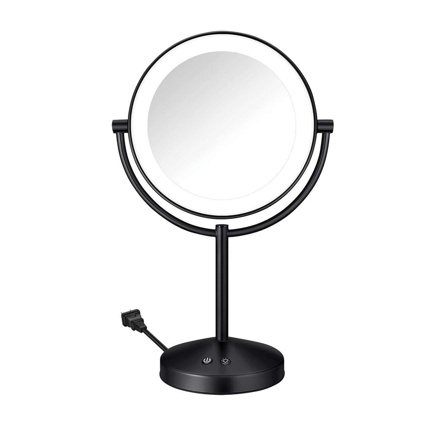Conair Lighted Makeup Mirror - Double-Sided LED Vanity Mirror with 1X/10X Magnification & 3 Light Settings | Brushed Brass Finish