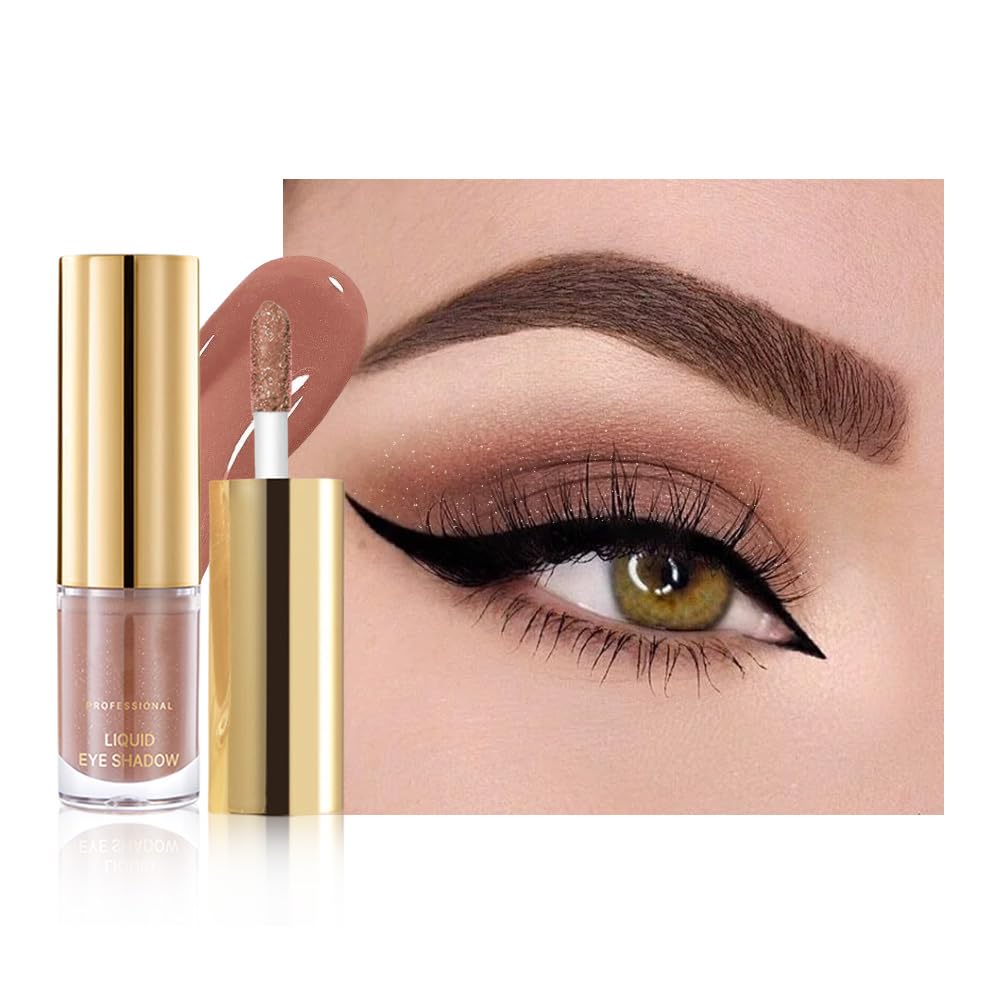 Warm Apricot Shimmer Liquid Metallic Eyeshadow - Longwear, Buildable & Blendable Cream for Mature Skin | Vegan & Cruelty-Free
