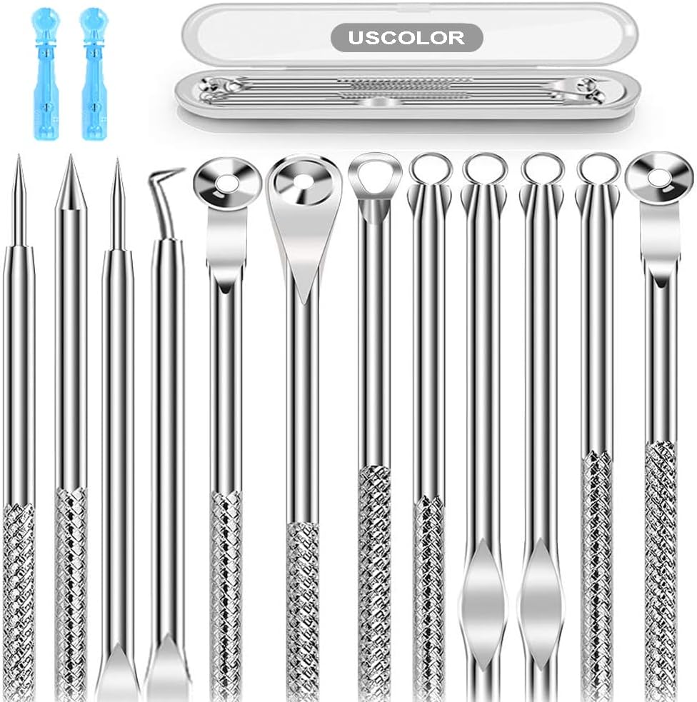 Blackhead Remover Kit - 8PCS Professional Stainless Steel Pimple Popper Tools for Acne & Blemish Removal