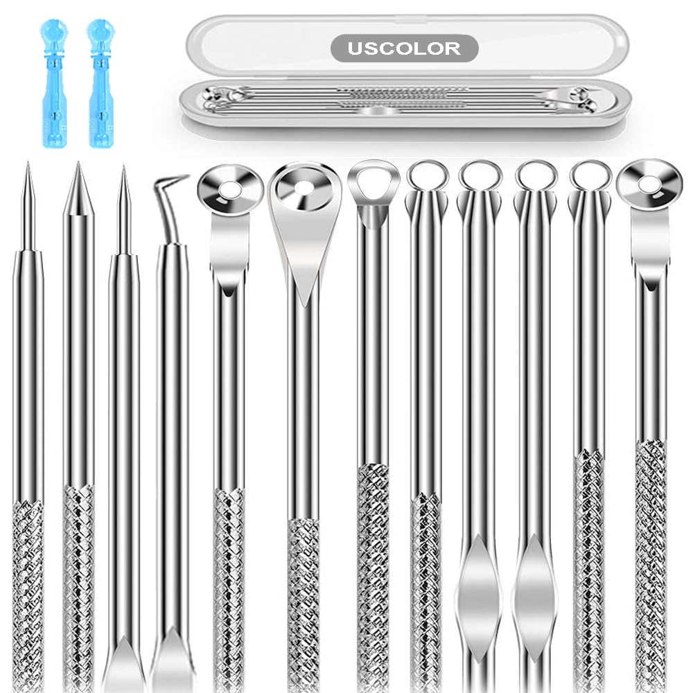 8PCS Blackhead Remover for Face, Pimple Popper Tool Kit, Comedone Pimple Extractor, Acne Whitehead Blemish Removal Kit, Professional Stainless Steel Clean Tools