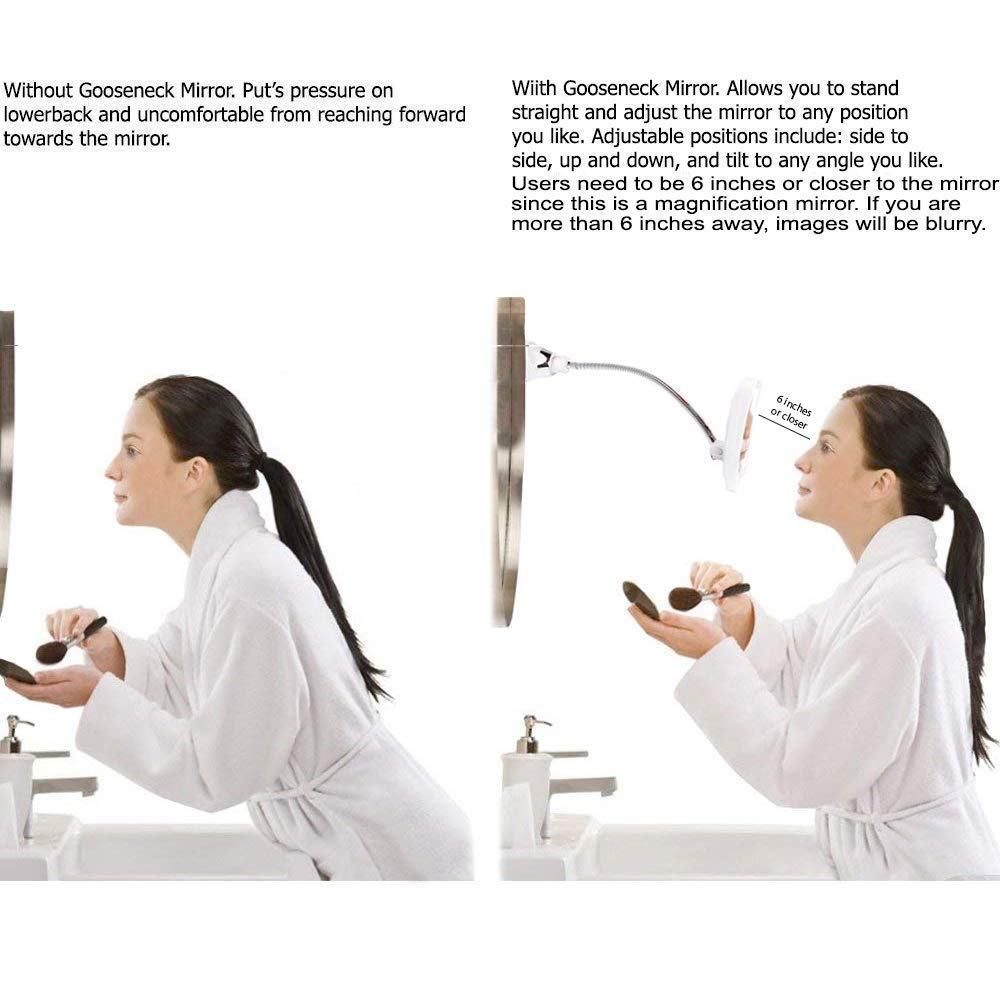 Makeup Mirror with LED Lights | 7X Magnification, Portable Cordless Design, Suction Cup & Flexible Gooseneck