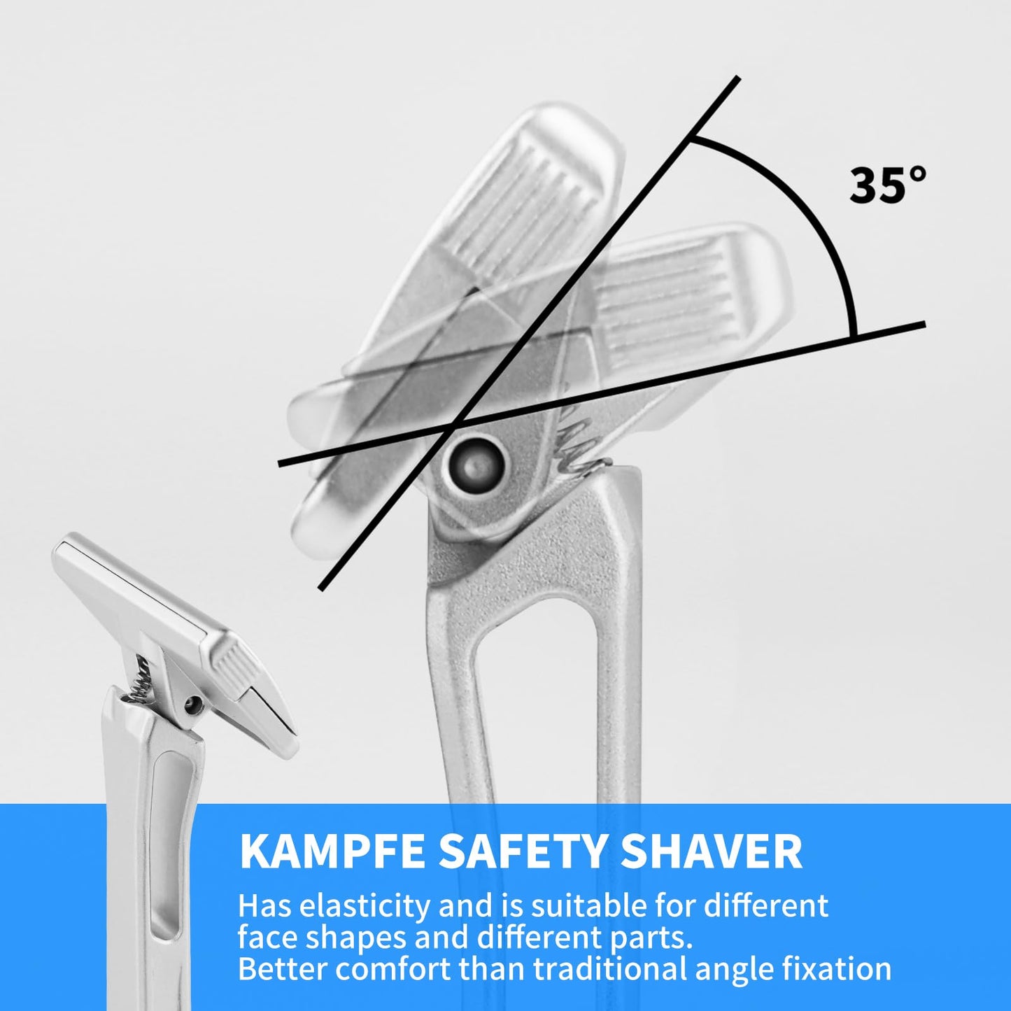 KAMPFE Safety Razor Made of 6061 Aluminum Alloy Material, GEM Single Sided Safetyshaver Shaver Handle for Men with Suction Cup Holder and Safety Razor Blades
