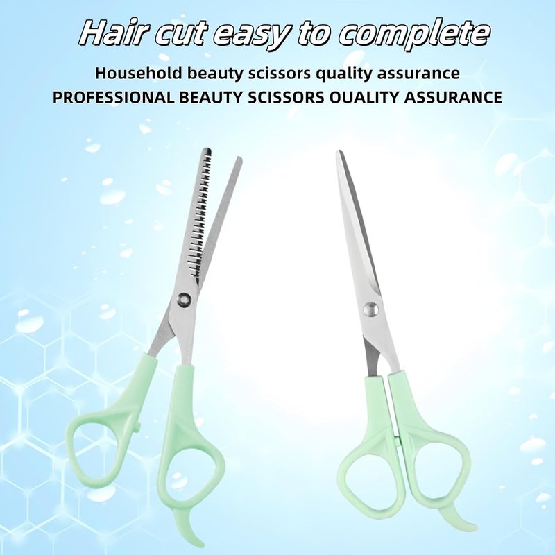 Hair Cutting Shears Set - Professional Stainless Steel Shears & Thinning Scissors Kit | 6.7 Inch | Green