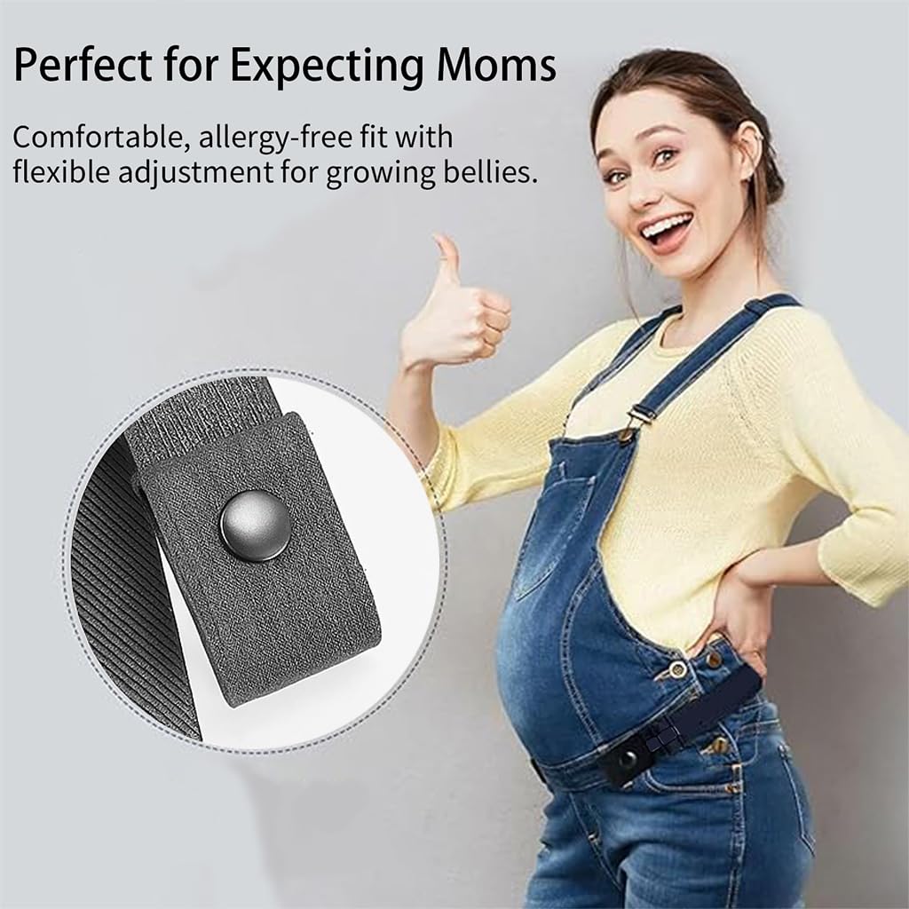 3 PCS No Buckle Elastic Belt for Men and Women, Invisible Buckle-Free Stretch Belt with Adjustable Fit, Comfortable Waistband for Jeans, Pants, Travel, and Daily Wear Grey,Coffee,Blue