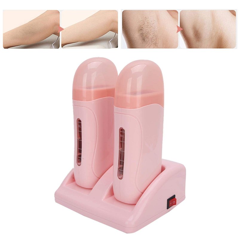 FILFEEL Roll On Wax Warmer with Double Cartridges, Professional Hair Removal Wax Heaters Hair Roller Epilator Wax Machine for Hair, Leg, Face, Armpit, Bikini, Eyebrow, Brazilian- (220V EU Plug)