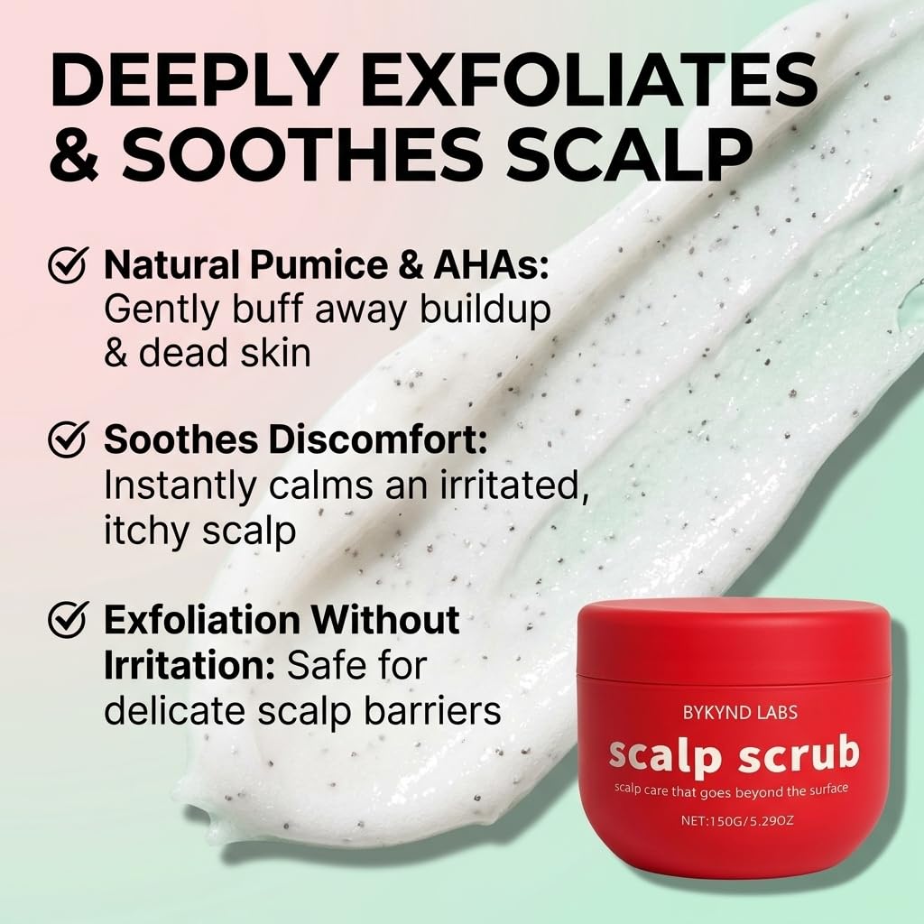 BYKYND LABS Avocado Oil Scalp Scrub - Natural Exfoliating Treatment with Grapefruit & Grapeseed Extracts | Vegan, Gluten-Free