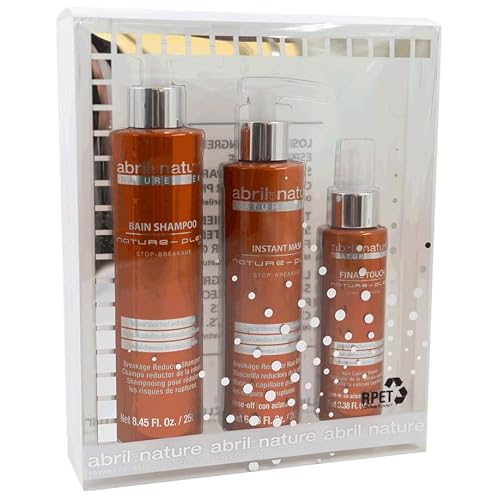abril et nature - Professional Repair Hair Care Set - Nature Plex, STOP Breakage - Shampoo, Mask, and Serum Pack for Very Treated or Damaged Hair - Prevents, Protects, and Repairs - 550 ml