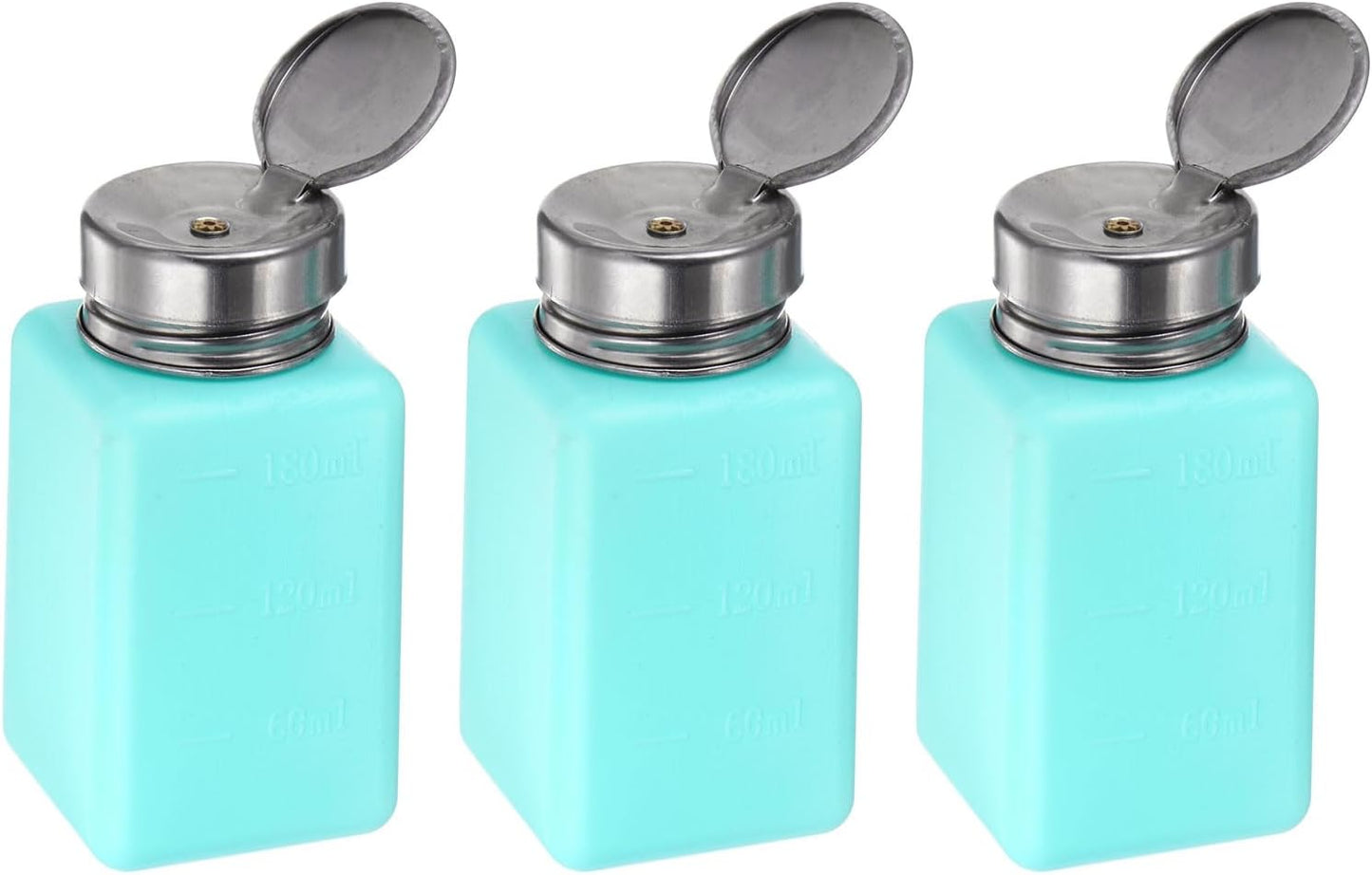 Harfington 3pcs Alcohol Dispenser Pump Bottles - 120ml Push Down with Stainless Steel Lid | White