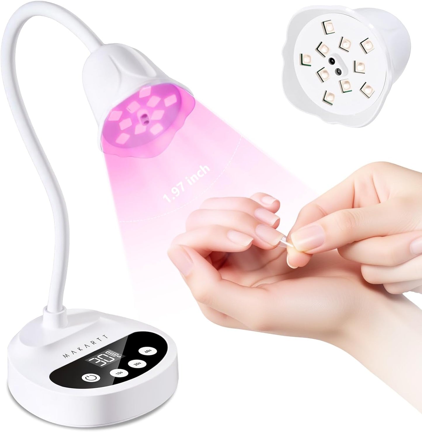 Makartt UV LED Nail Lamp - Cordless Gooseneck Gel Nail Curing Light | 39mW/cm² Auto Sensor, Fast Flash Technology