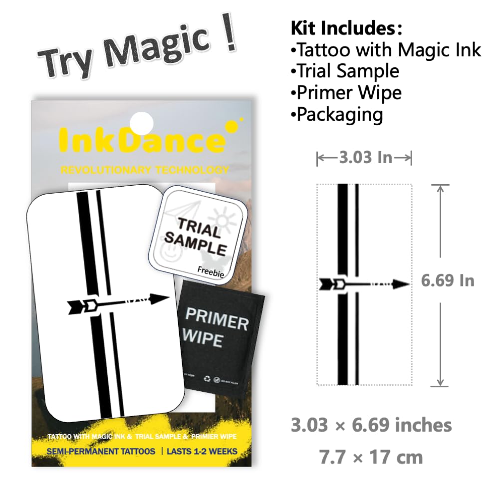 InkDance Semi-Permanent Tattoo, Warrior's Path, Long Lasting Temporary Tattoos, Waterproof Plant-Based Ink, Lasts 1-2 Weeks, Color Develops in 24 Hours D028