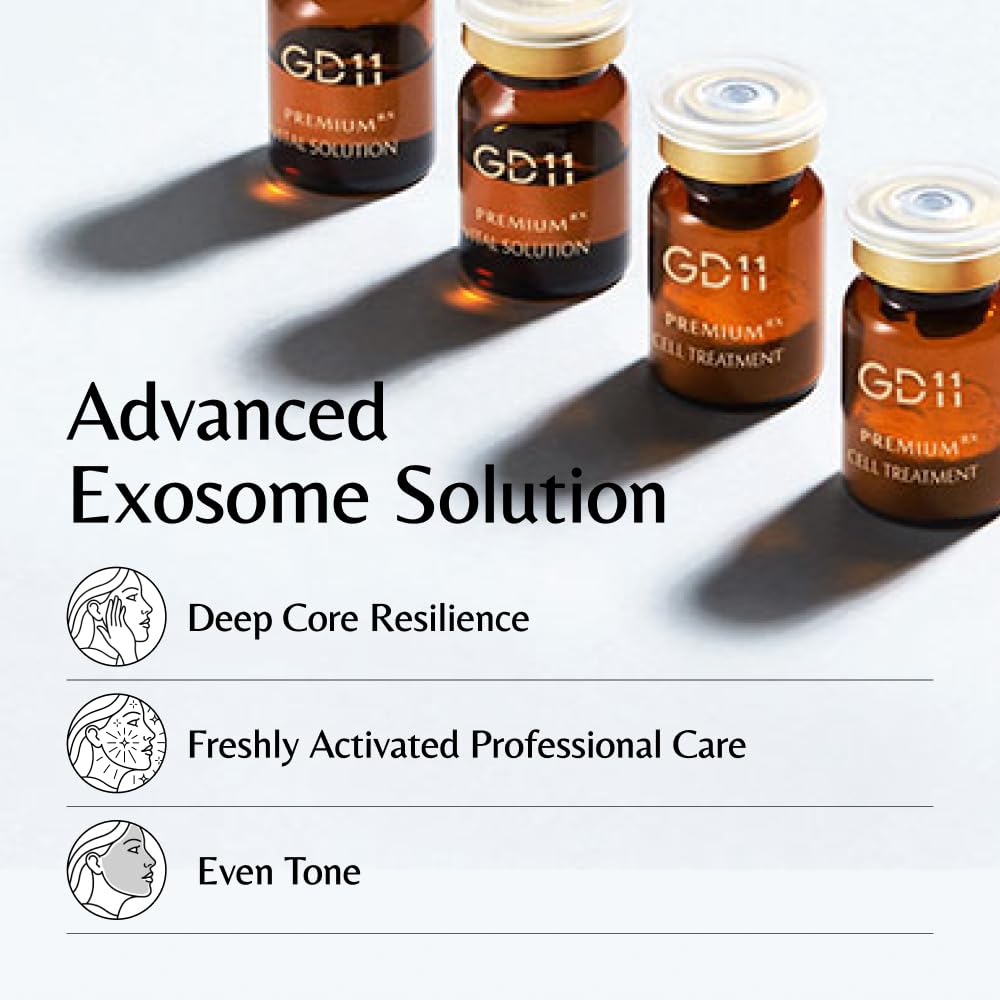 GD11 Exosome Ampoule Set, Freeze-Dried Powder 0.07 fl oz + Moisture Activator 0.17 fl oz, Firm-Looking Skin & Even Tone, K-beauty Glass-Skin Glow, 3 Pairs (50,000ppm Exosome Powder + Activator)