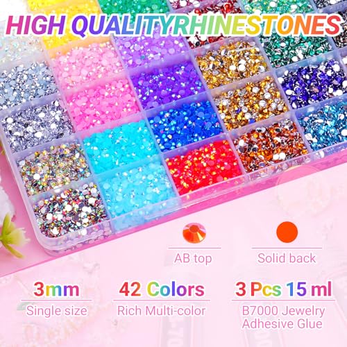 Atifober 54000Pcs Bedazzler Kit with 3mm Rhinestones & Glue