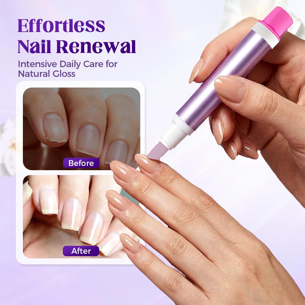 cyaneagle 2-in-1 Cuticle Oil Pusher Pen, 2026 New Ceramic Cuticle Tool, Portable Lavender Scented Cuticle Pen for Manicure, Hydrating Nail Care Pen for Salon, Nail Repair Pen for Women (Purple+Pink)