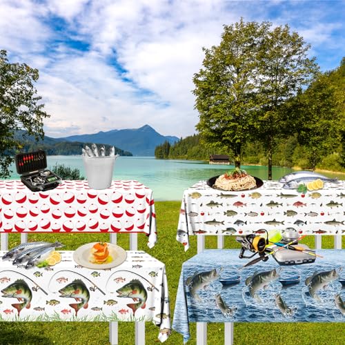 4 Pack Fishing Table Cloths - Bass Theme Party Decorations, 51.2" x 87"
