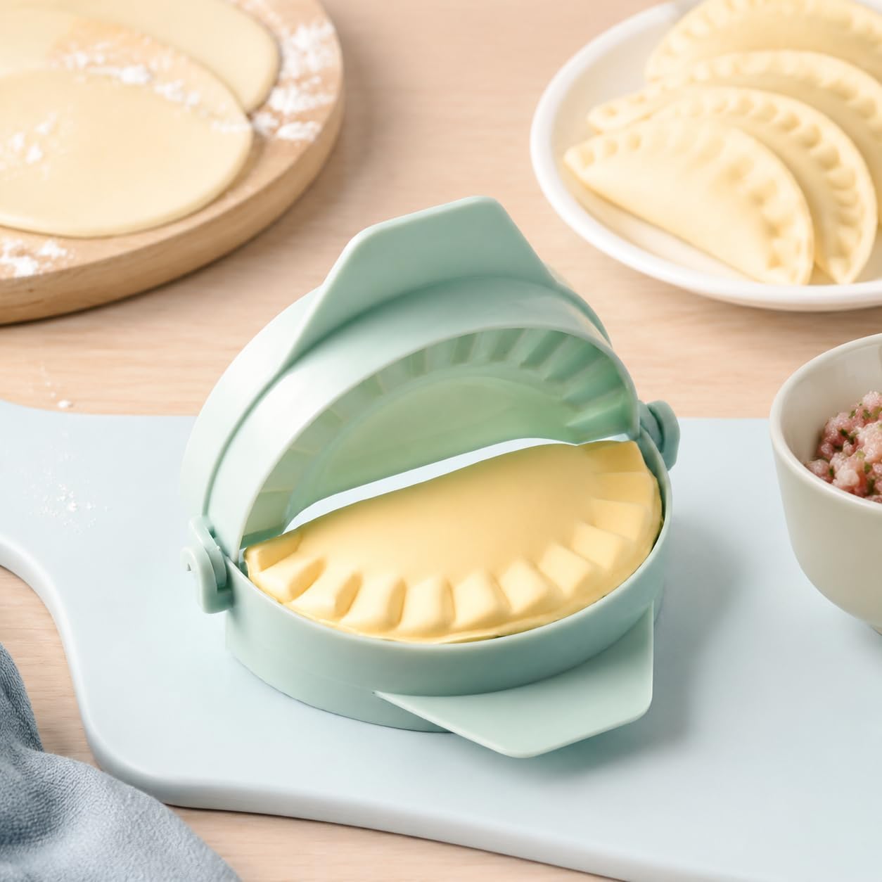 Light Blue Dumpling Maker - Plastic Dough Press Tool | 1 Piece