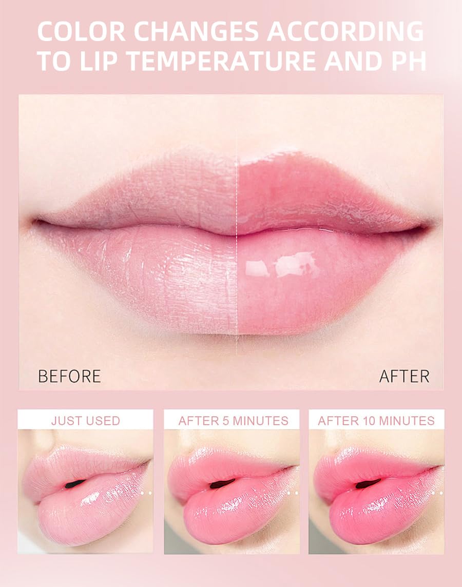 Sam Suagr Transferproof Color Changing Lipstic Long Lasting Moisturizer Clear Lip stick Color-Changing Reacts to Temp & pH Lipstick （2pcs）