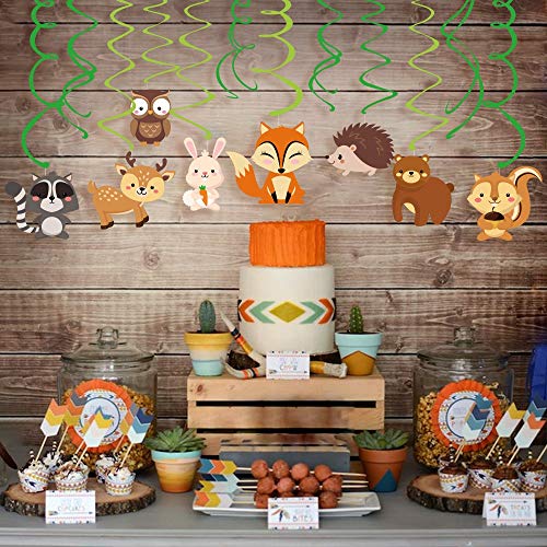 Woodland Animals Hanging Swirl Decorations - 30 Count Party Supplies