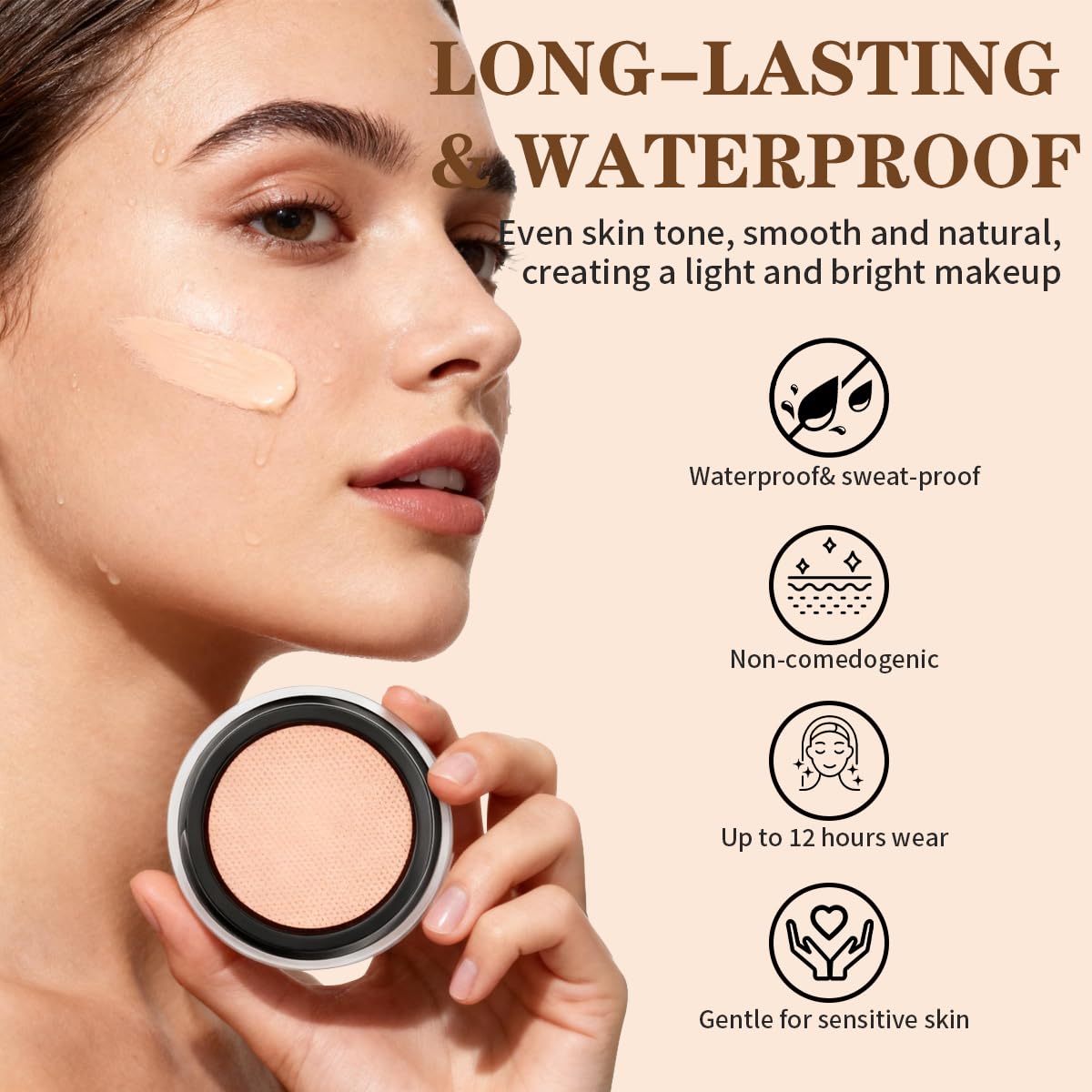 Full Coverage Under Eye Concealer - Waterproof Makeup for Dark Circles & Blemishes | Deep Skin Tone, 0.21 Oz