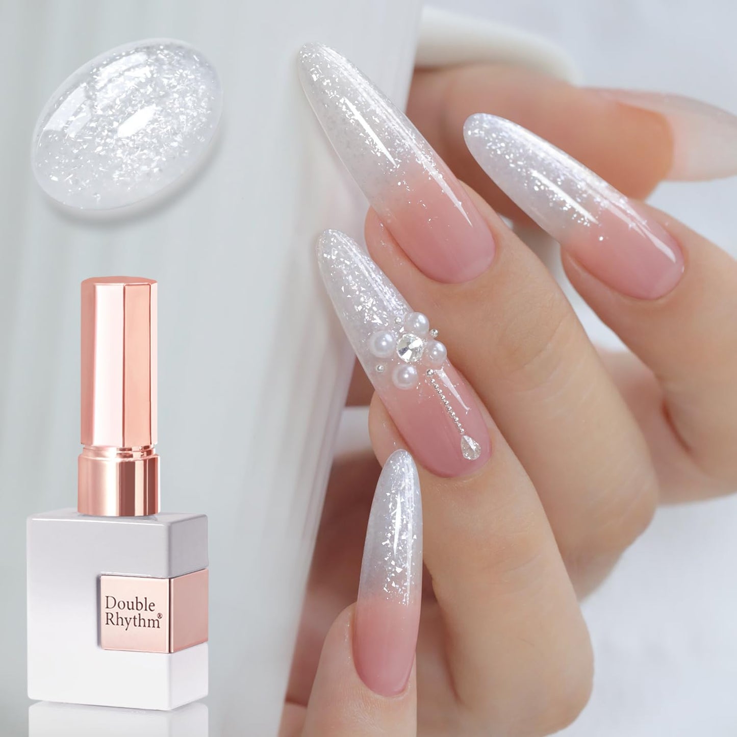 Gel Nail Polish - Double Rhythm 15ML Pearl White Soak Off for Art Manicure | DIY at Home