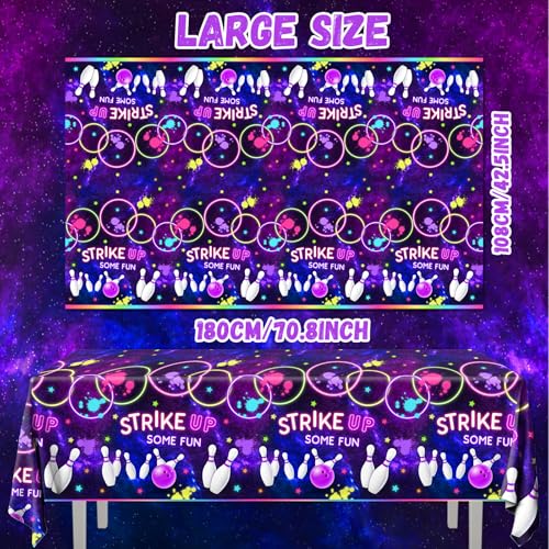Bowling Birthday Tablecloths - 3 Pack Disposable Plastic Covers