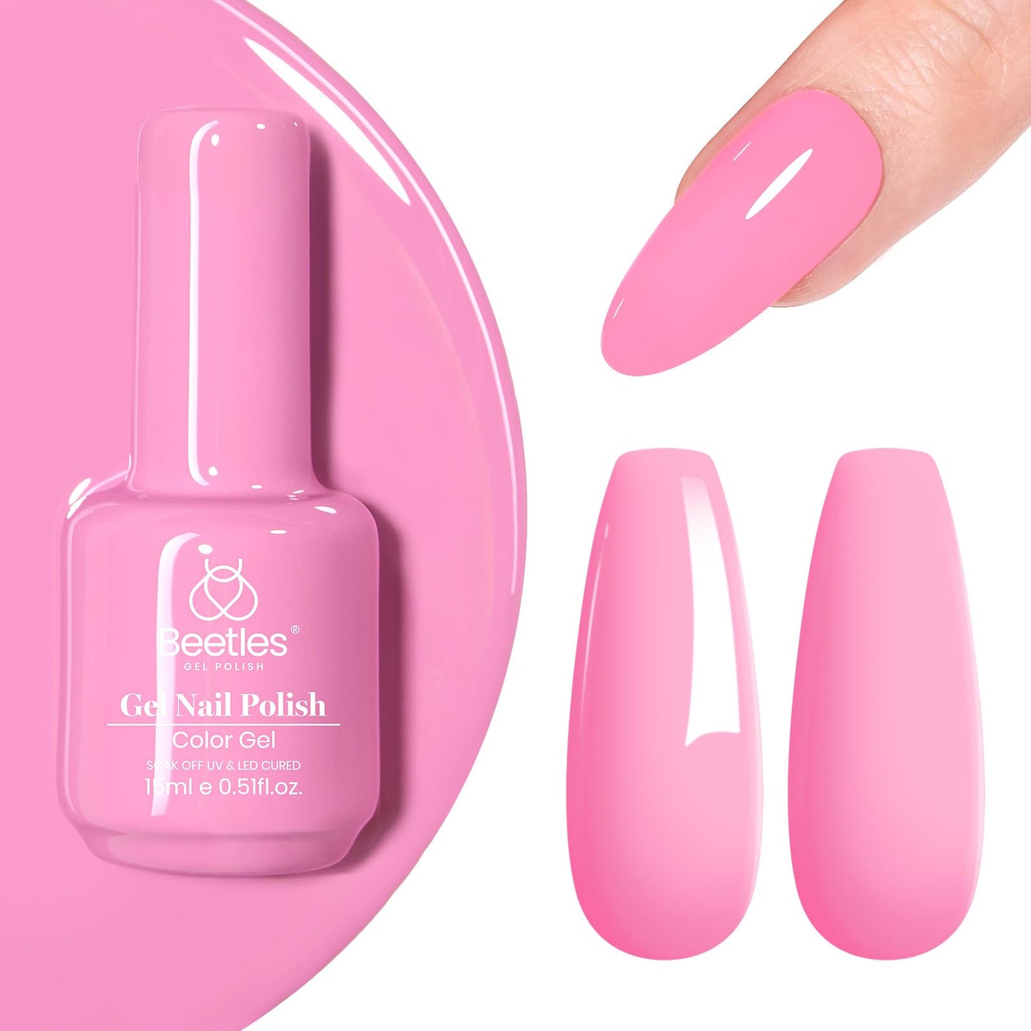 Beetles Pink Gel Nail Polish 15ML Soak Off UV Gel for Pastel Nail Art
