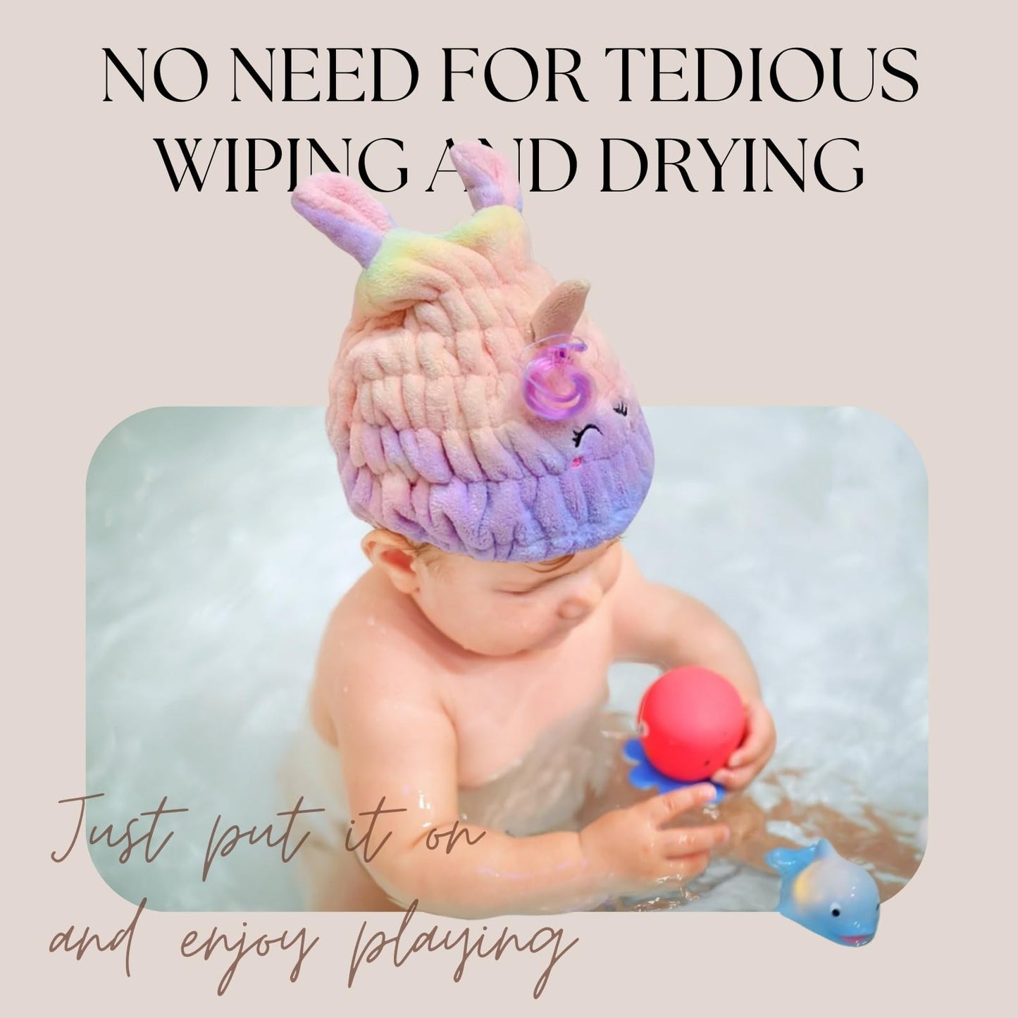LCBD Microfiber Hair Towel Wrap for Kids, Unicorn Dry Hair Cap Suck Water, Absorbent Quick Girls Boys Hair Drying Towel, Lightweight Bouncy Hat Headscarf for Wet Hair