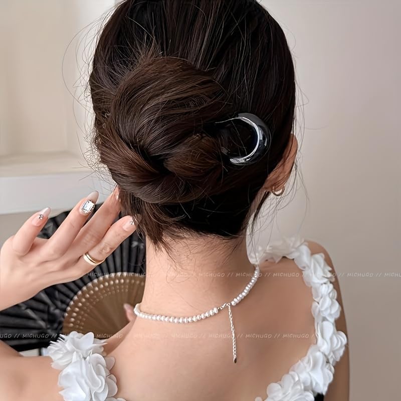 Large French Hair Pins for Women - 6 Pcs U-Shaped Hair Forks for Elegant Updo Styles