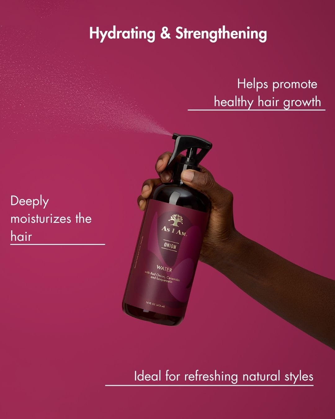 As I Am Onion Water - 16 oz - with Red Onion, Ceramides & Isoquercetin - Helps Support Healthy Hair Growth