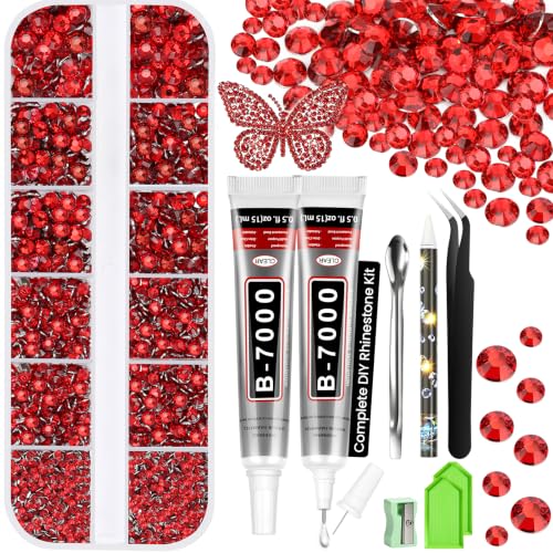 INSOIA Red Rhinestone Craft Kit with 6100 Flatback Gems & Tools