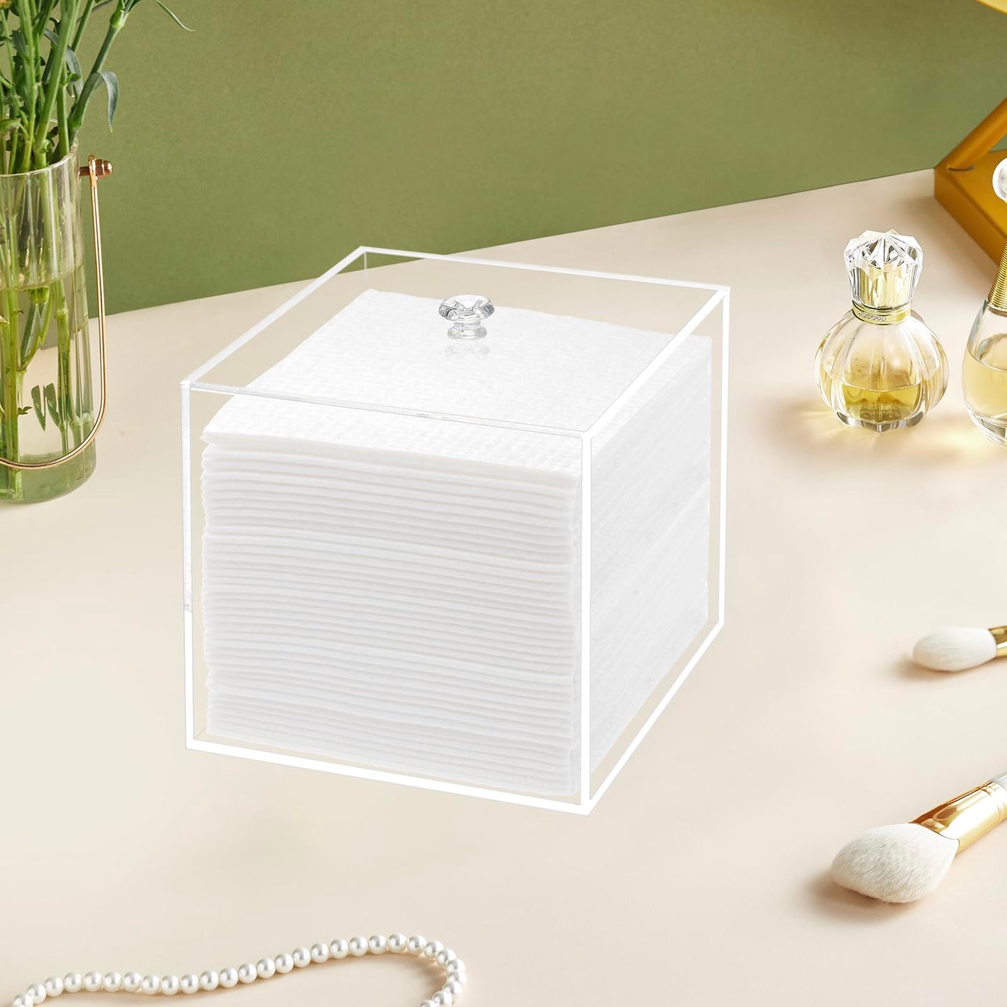 Disposable Face Towel Holder Facial Towelettes Container Box Acrylic, Clear