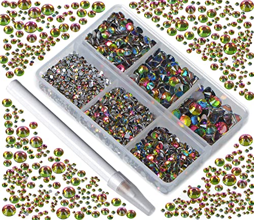 Bymitel Vitrail Medium Rhinestones 6 Sizes 5000PCS Glass Flatback Gems for Jewelry & Crafts