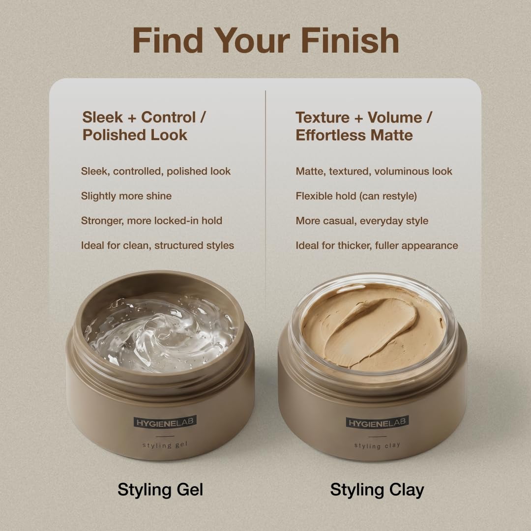 Men's Hair Gel - EWG Verified, Strong Hold, Matte Finish | Weightless Texture, Sandalwood Scent, Non-Toxic Formula