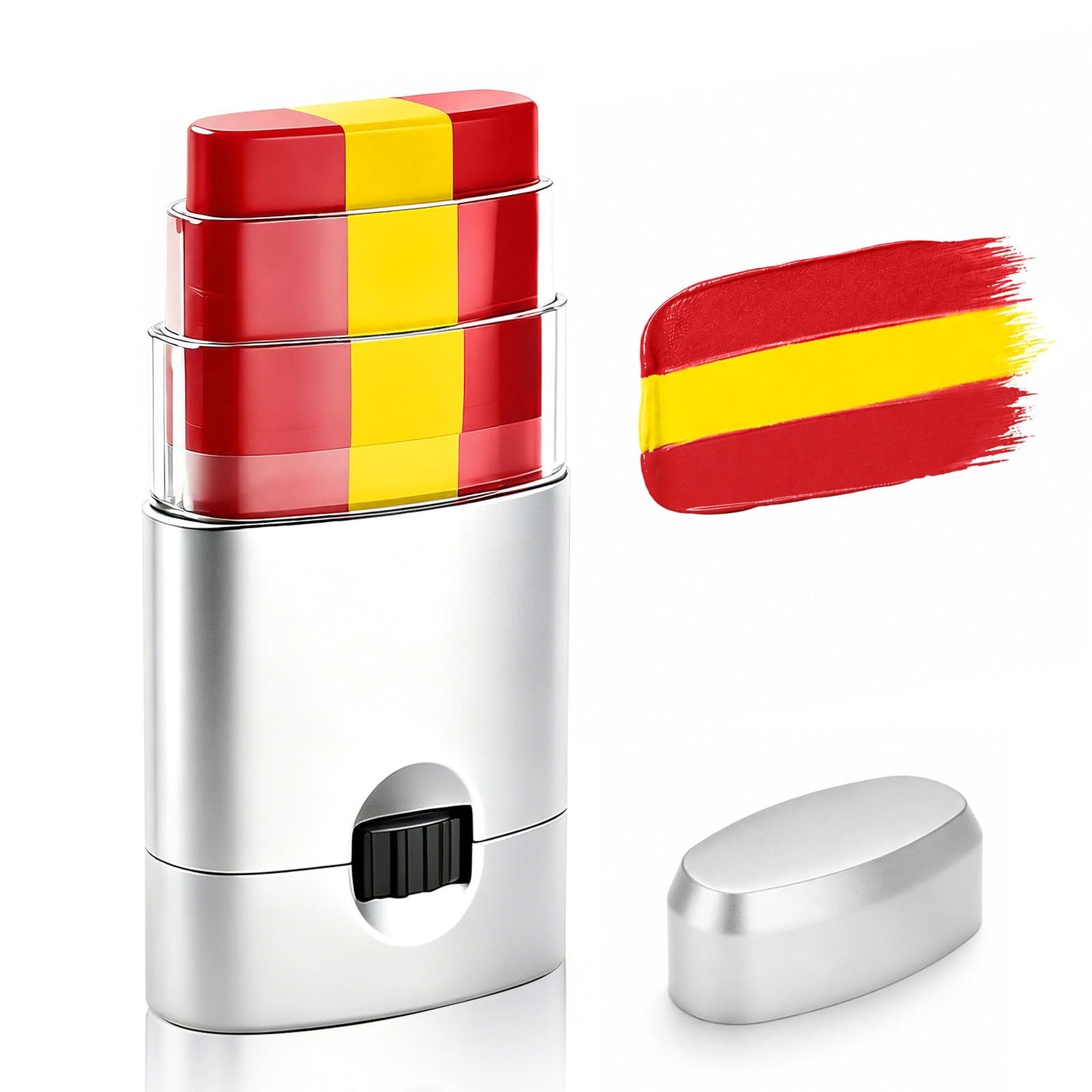 Red Yellow Red Face & Body Paint Stick, Sports Eye Black-Style Makeup Stick, Soccer Fan Makeup, Waterproof Sweatproof Cream Paint for Football Baseball Fans, Fiesta Party Flag Color Makeup