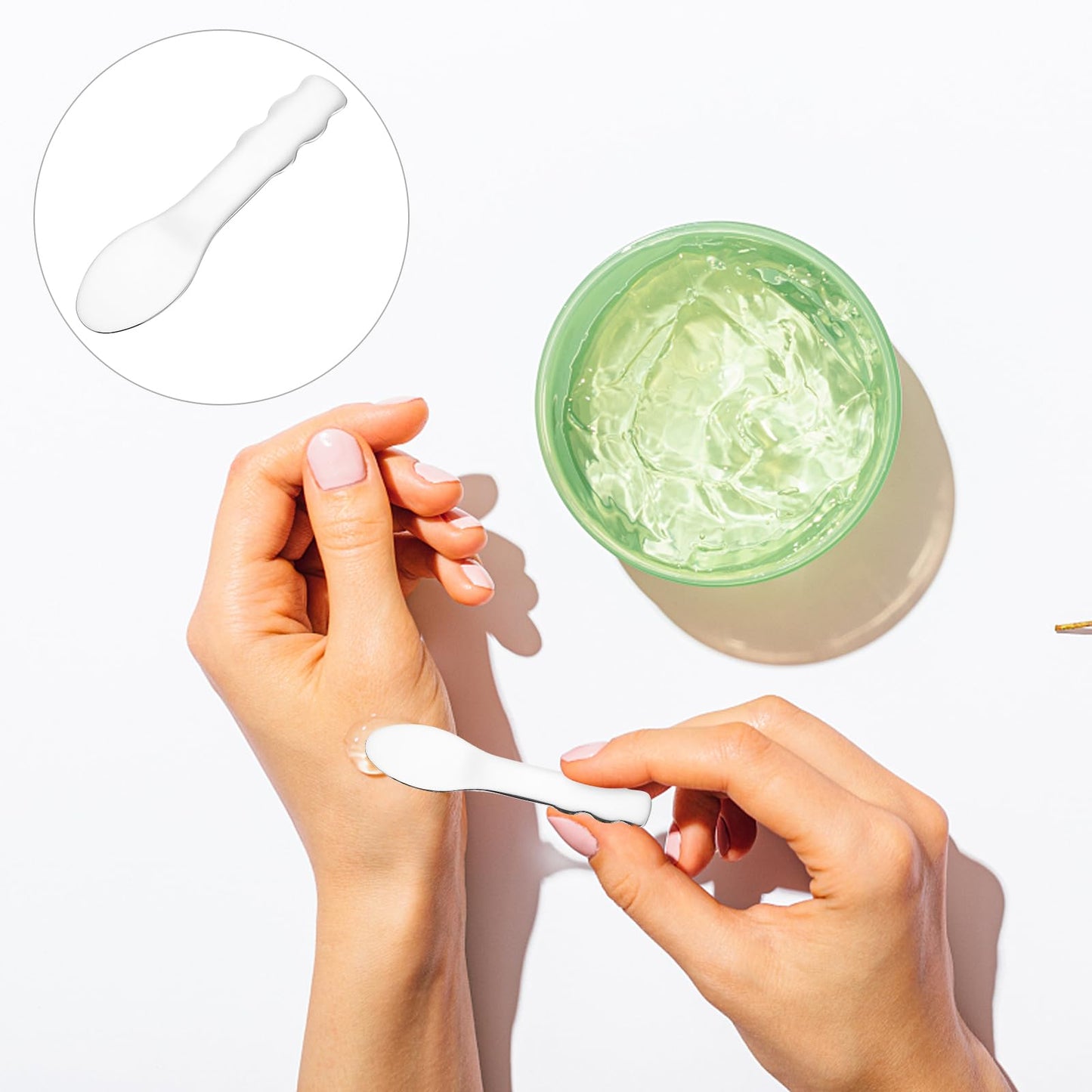 Ciieeo Stainless Steel Eye Cream Spoon Mini Cosmetic Spatula Facial Tool Portable Skincare Metal Spatula for Makeup and Cream Mixing