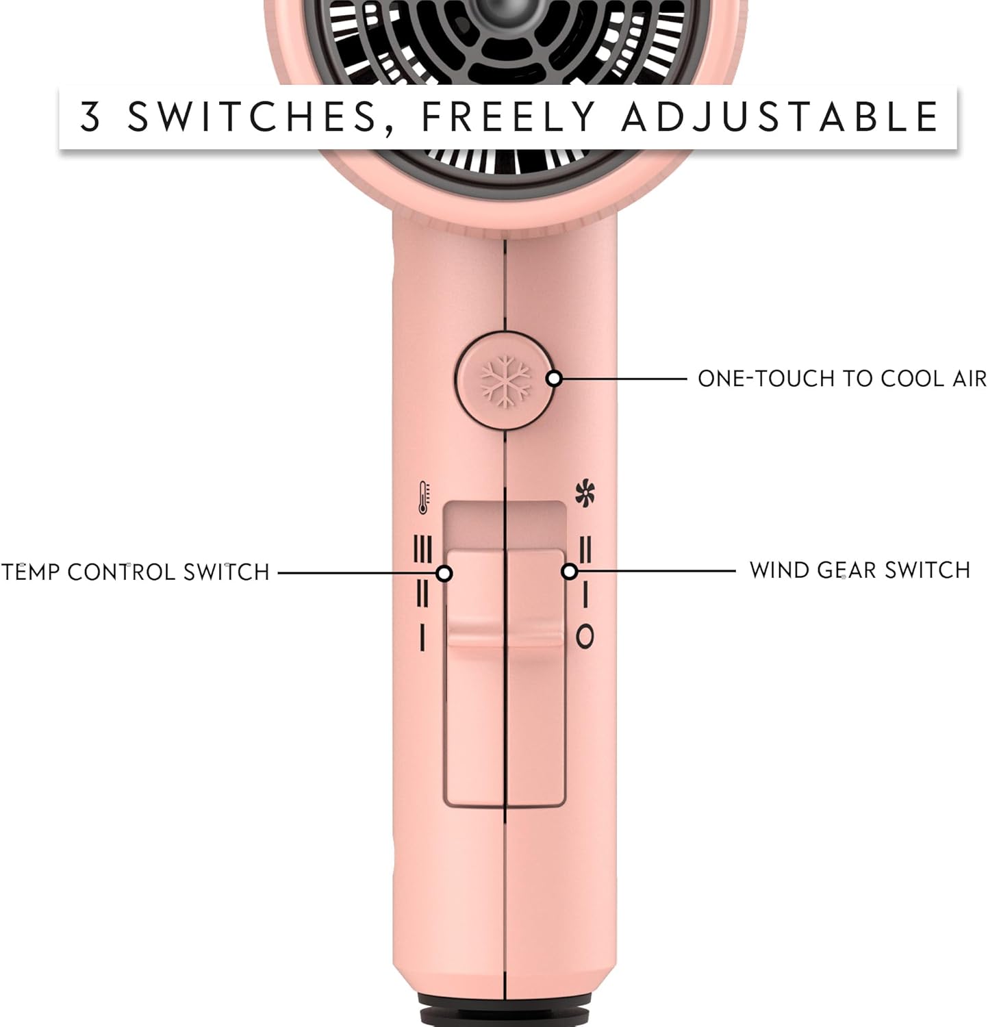 AINA Hair Dryer with Diffuser - Advanced Ionic Technology & Ceramic Coating | Fast Drying & Shine in Babe Pink 110V