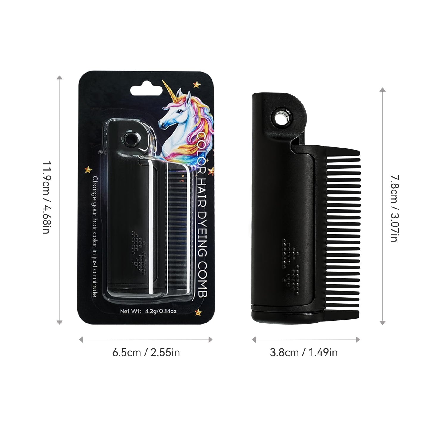 BEUKING Temporary Color Hair Dyeing Comb, Disposable Folding Hair Dye Comb, Washable Highly Pigmented Easy to Dye for Halloween Christmas Festivals DIY Party