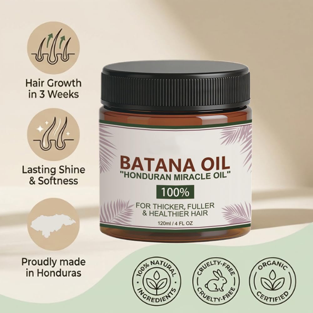 2PCS Oil for Hair Growth, Natural Organic Pure Batana from Honduras, Scalp Oil, Nourishes Scalp, Supports Hair Thickness, Tames Frizz & Adds Shine for Men & Women