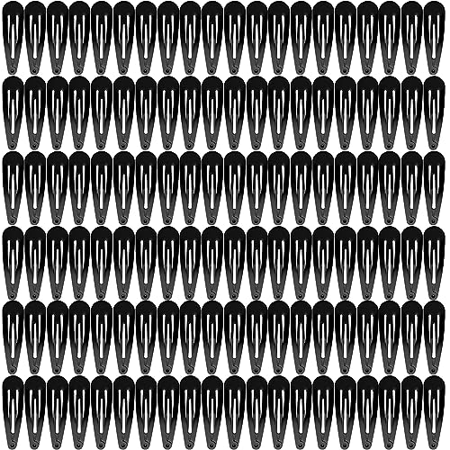 Funtopia 120 Pcs 2 Inch Black Hair Clips Set with Gift Box - Snap Barrettes