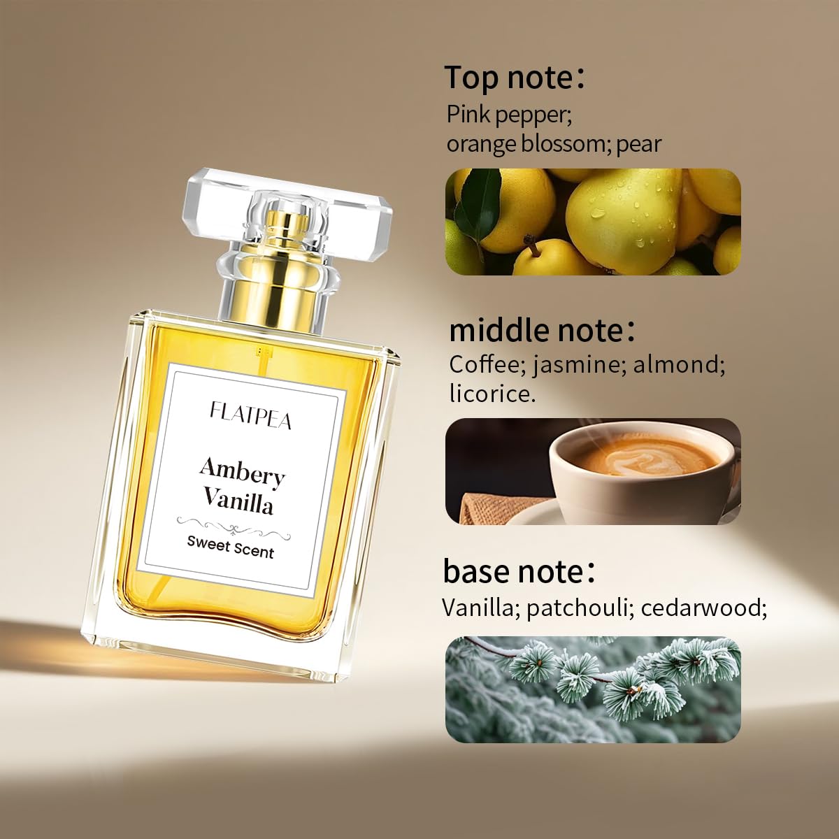 Ambery Vanilla Perfume Spray for Women - Sweet Floral Jasmine & Sandalwood Scent | 1.7 FL OZ, Long-Lasting & Alcohol-Free