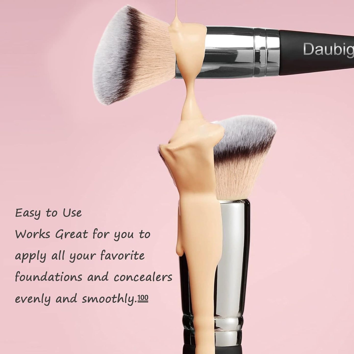 Dual-Ended Foundation & Concealer Makeup Brush - Premium Luxe Tapered Design for Flawless Blending