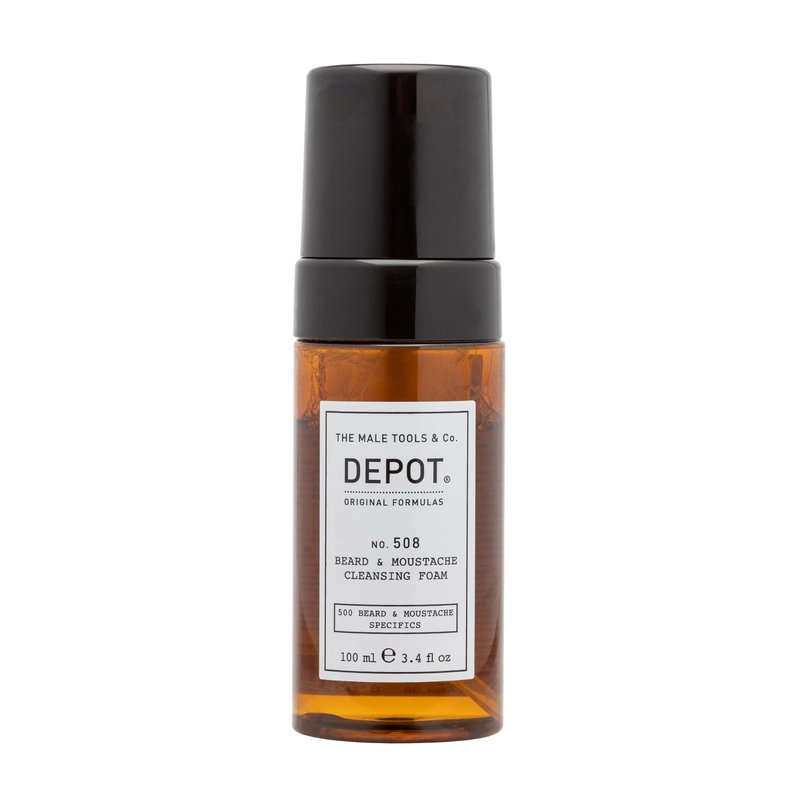 DEPOT No. 508 Cleansing Beard & Moustache Foam 100ml – Gentle Beard Wash with Macadamia Oil, Aloe Vera & Lemon Essential Oil for Hydrated, Soft, Refreshing Facial Hair