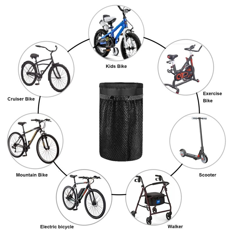 Caudblor Bike Water Bottle Holder Bag for Kid Adult, Insulated Bicycle Coffee Cup Holders with Phone Storage, Black Handlebar Drink/Beverage Container for Walker/Cruiser/Exercise/Mountain Bike